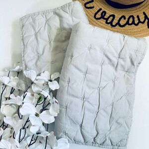 Set of 2 DKNY beige/neutral quilted tie back queen/standard size pillow shams